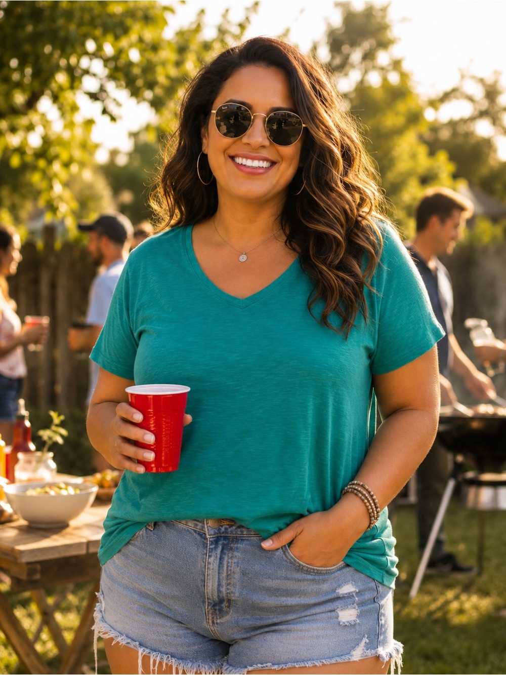 GAP Teal V-Neck Short Sleeve Tee